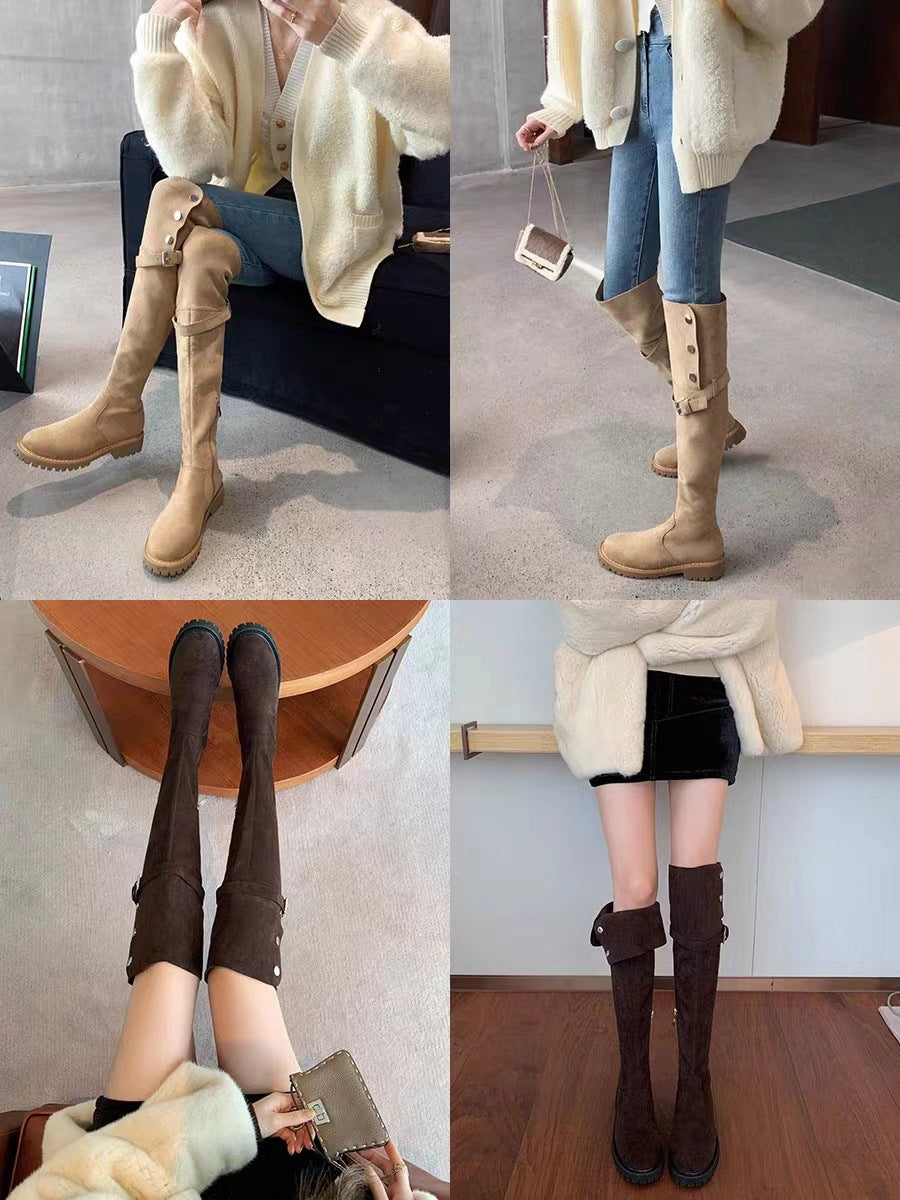 Slimming Veet Padded Knight High Platform Boots
