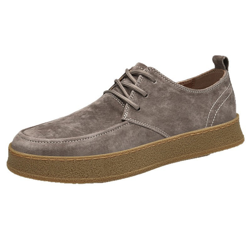 Men's Frosted Surface Handmade Flat Tendon Bottom Muffin Men's Board Shoes