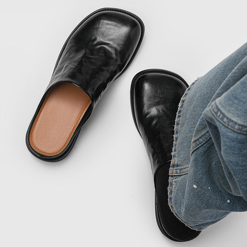 Men's Slip-on Lofter Square Toe Half Thick Sandals