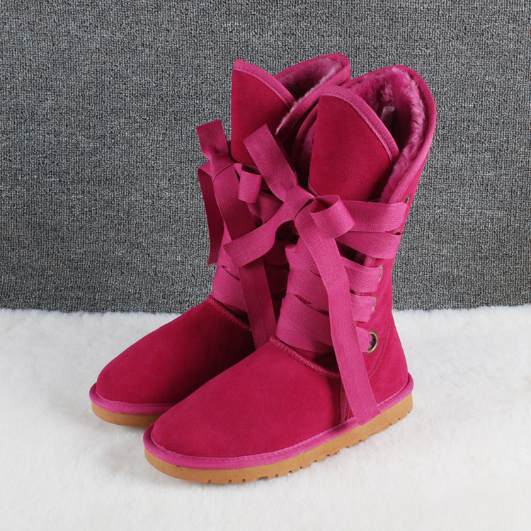 Tube Cross Strap Bow Male Female Large Size Winter Snow Boots