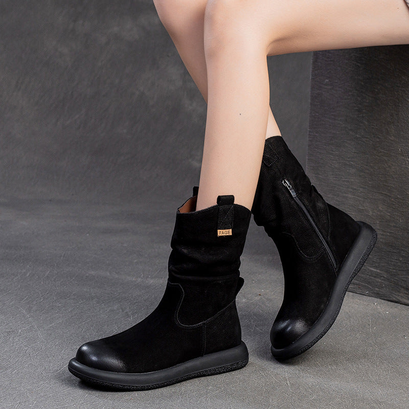 American Retro Middle Western Denim Knight Boots