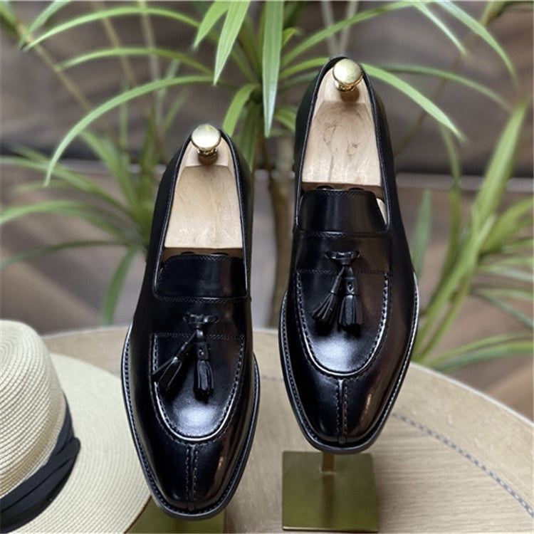 Men's Look Tassel British Style Genuine Slip On Leather Shoes