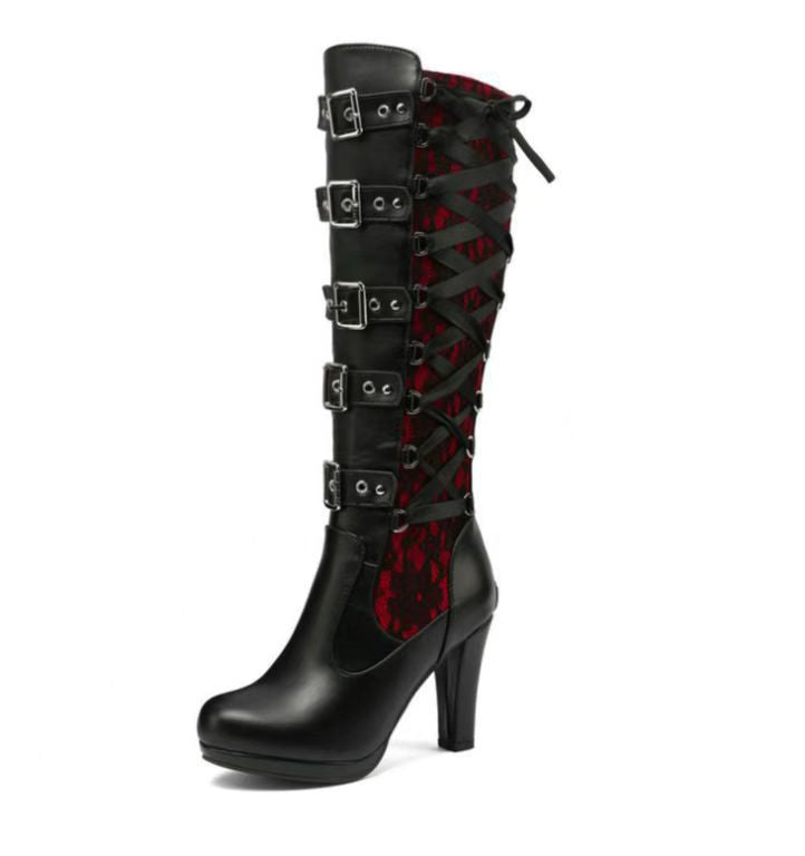 Women's High Rivet Chunky Plus Size Boots