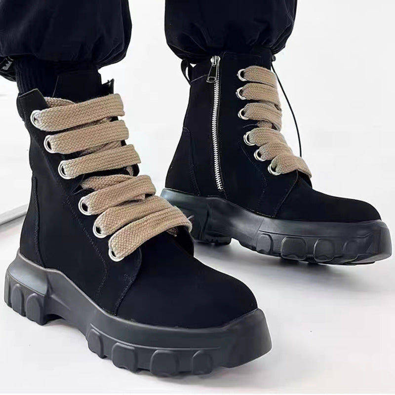 Men's Round Head Platform Heighten Martin Casual Shoes
