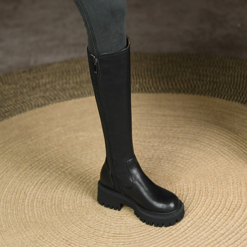 Widened Plus Size High Below The Knee Thick Bottom Boots