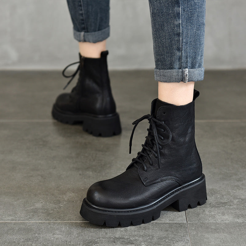 Women's Retro Easy Matching Martin Short Thick-soled Boots