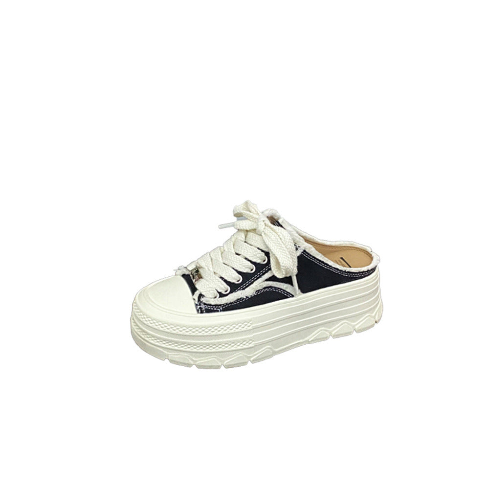Women's Closed Toe Half Summer Slip-on Lazy Thick-soles Slippers