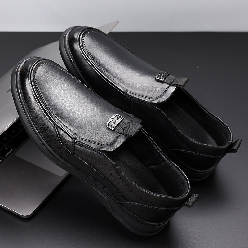 Men's First Layer Cowhide Slip-on Spring Business Soft Genuine Surface Casual Shoes