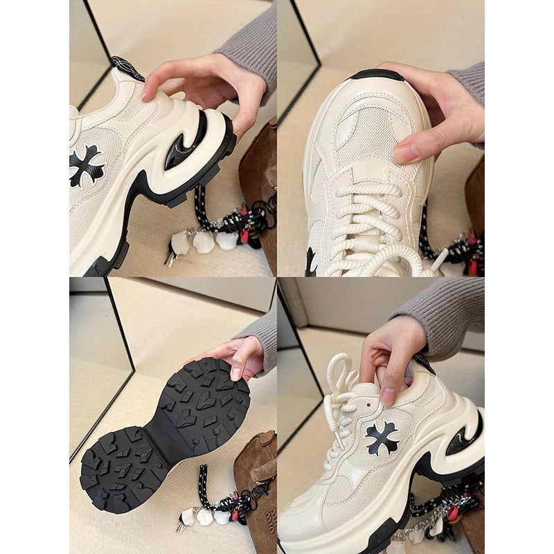 Women's Height Increasing Cruciate Flower Platform Dad Women's Sports Shoes