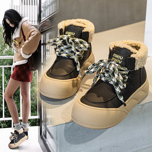 Women's Lamb Wool Platform Winter Thickened Thermal Women's Shoes