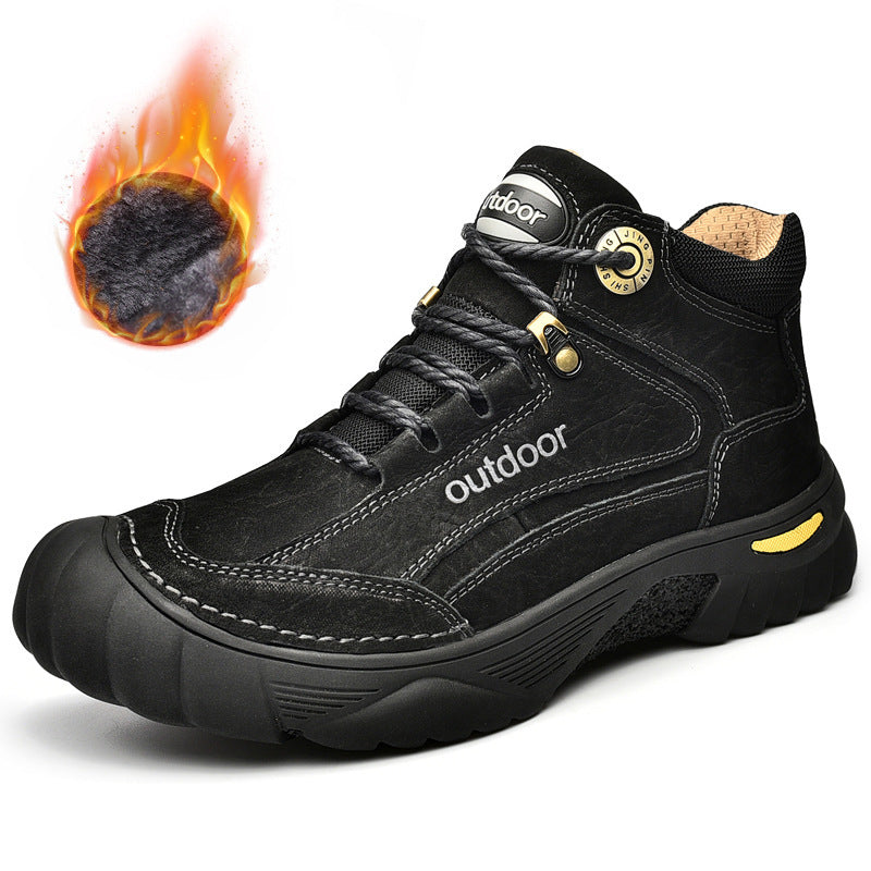 Men's Winter Fleece-lined Thickening Plus Size Cotton Middle Casual Shoes
