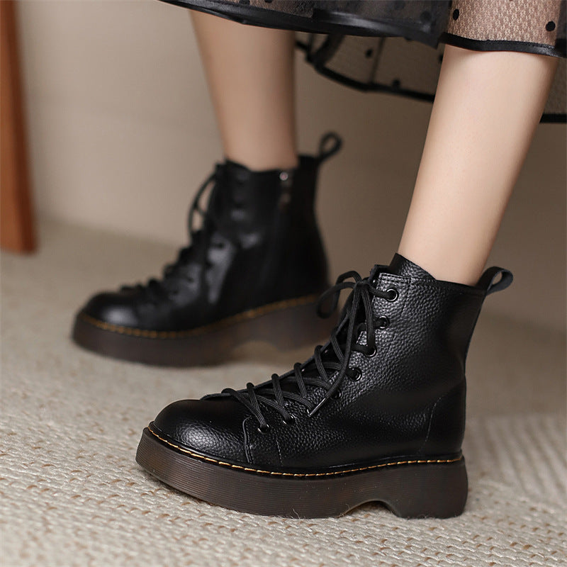 Women's Martin Autumn Booties British Style Lace Boots