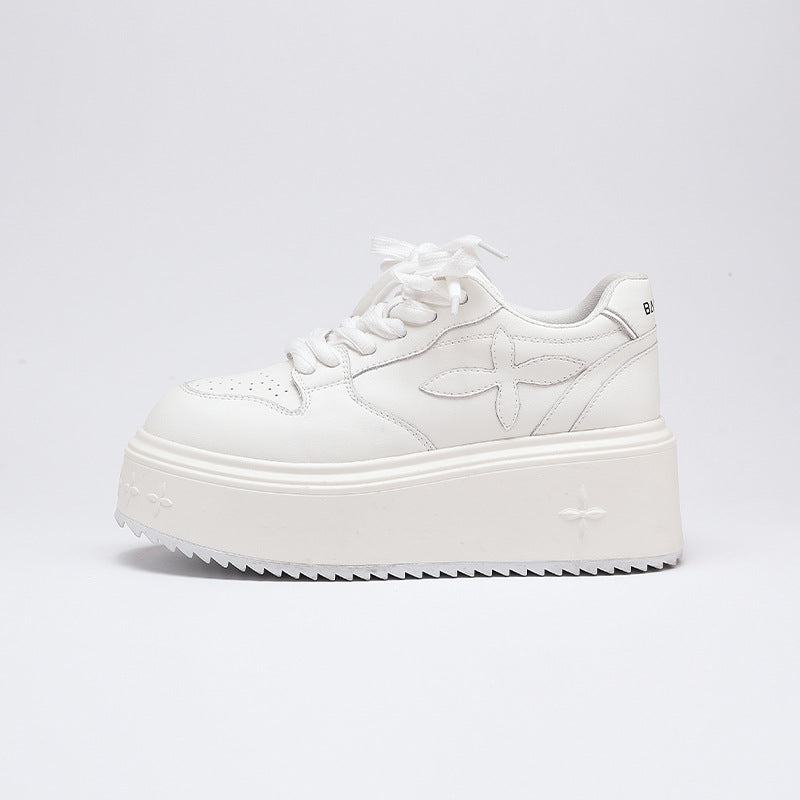 Women's White Spring Cruciate Flower Sports Hight Sneakers