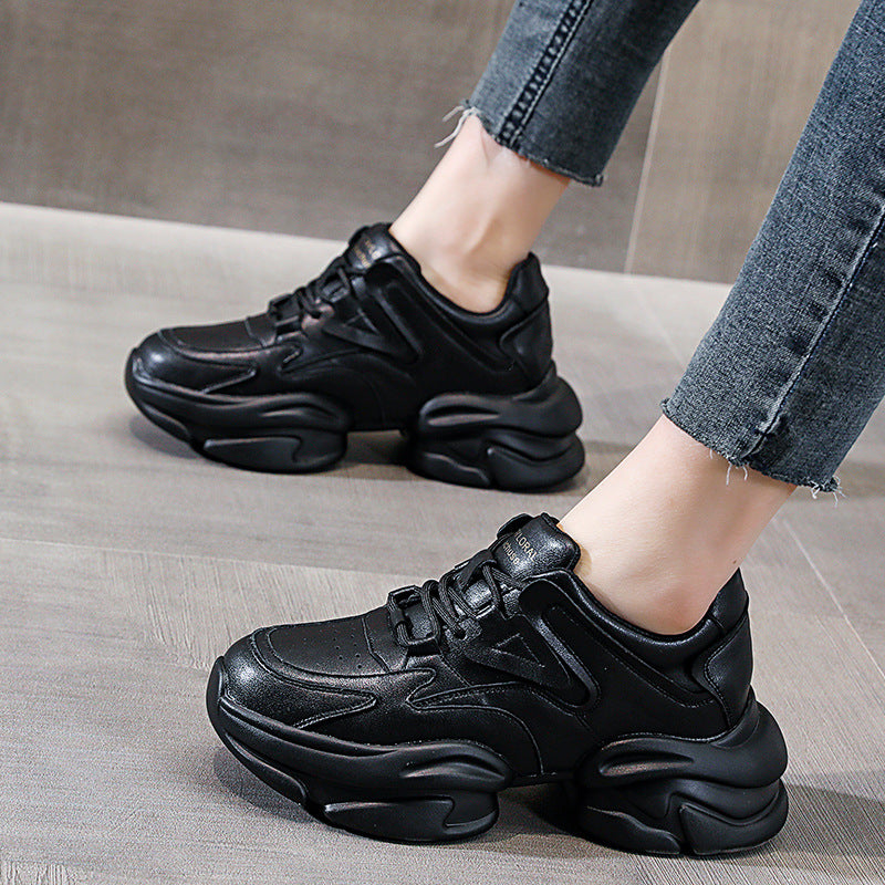 Women's & Men's Dad Fashionable Platform White Height Increasing Sneakers