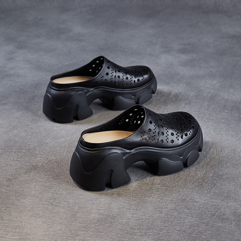 Women's Chunky Platform Summer Hollow Hole Muller Slippers