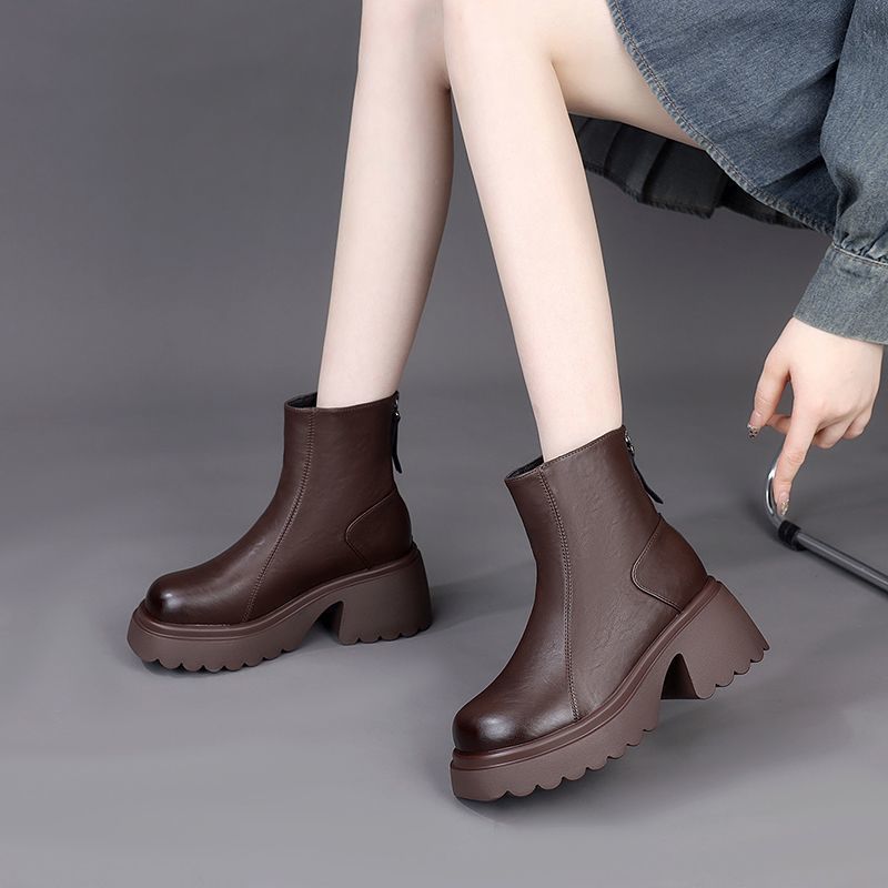 Women's Martin Veet Short Platform Height Increasing Women's Leather Boots