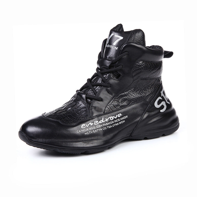 Men's Cowhide Fashion Cool Trendy Increased Bottom Casual Shoes
