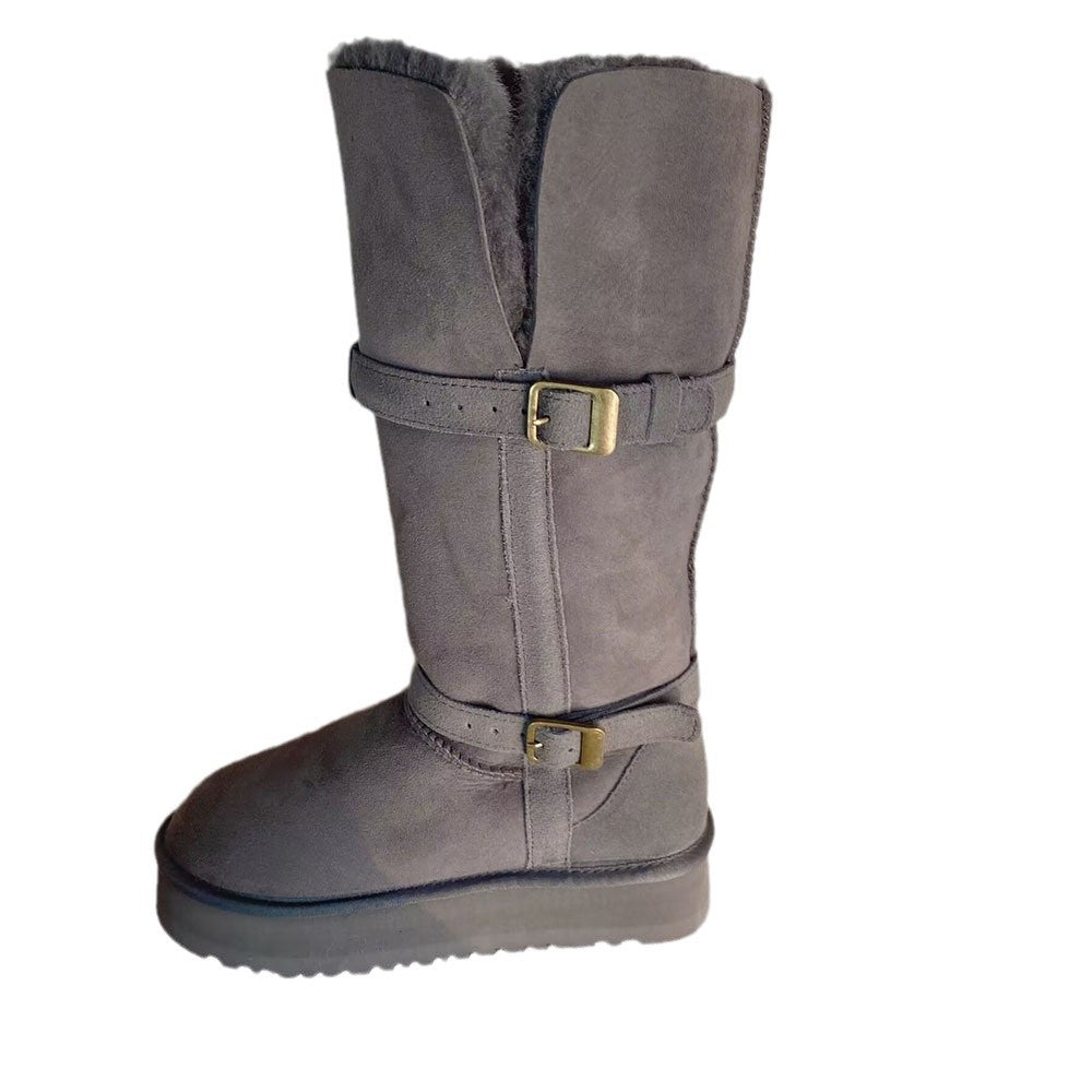 Women's Sheepskin Fur Long Thick Bottom Increased Winter Snow Boots