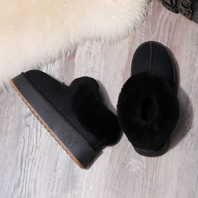 Women's Sheepskin Fur Thick Bottom Short Winter Snow Boots