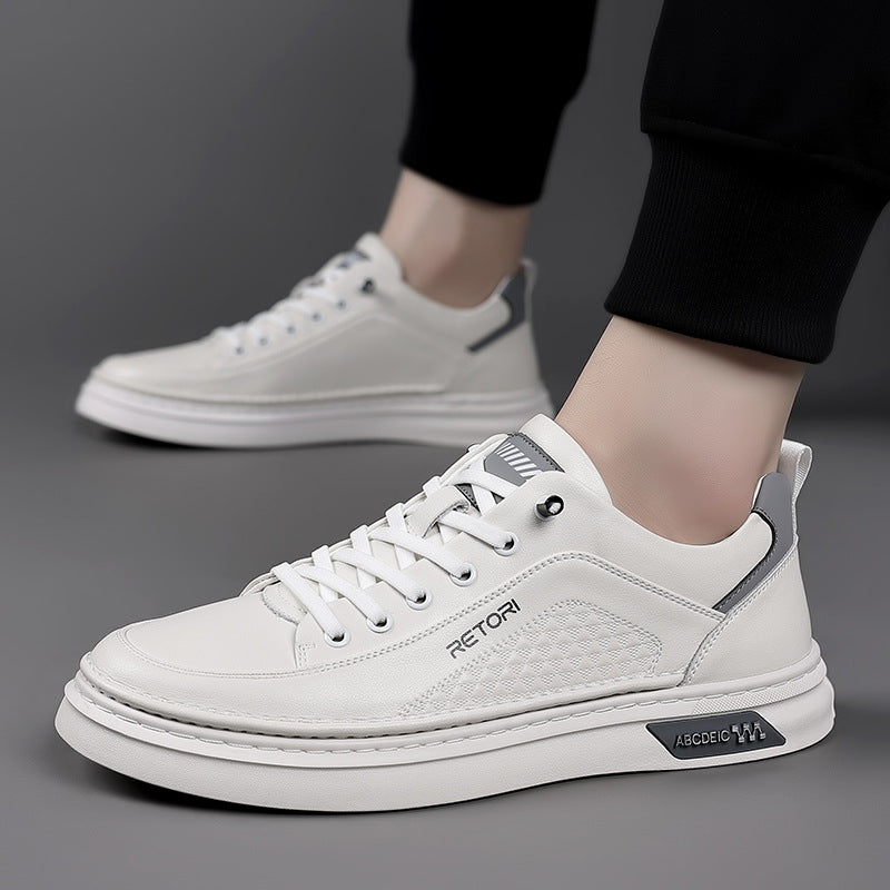 Men's Summer Fashionable Platform Versatile Breathable White Sneakers