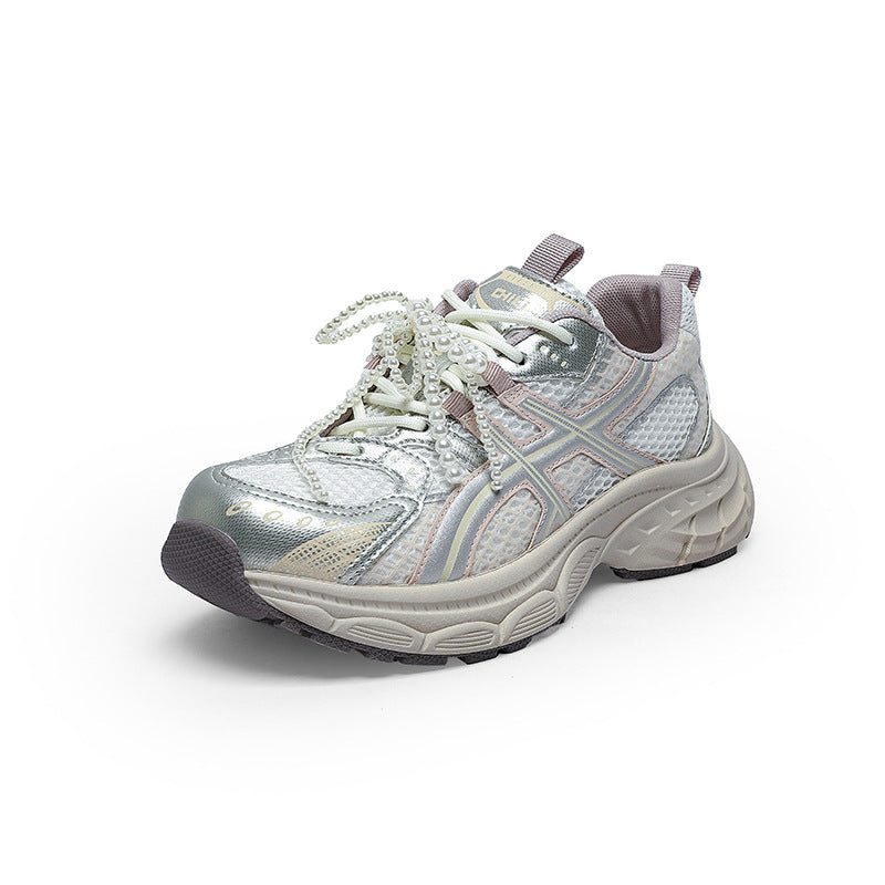 Women's Super Popular Pearl Chain Dad Fashion Sneakers