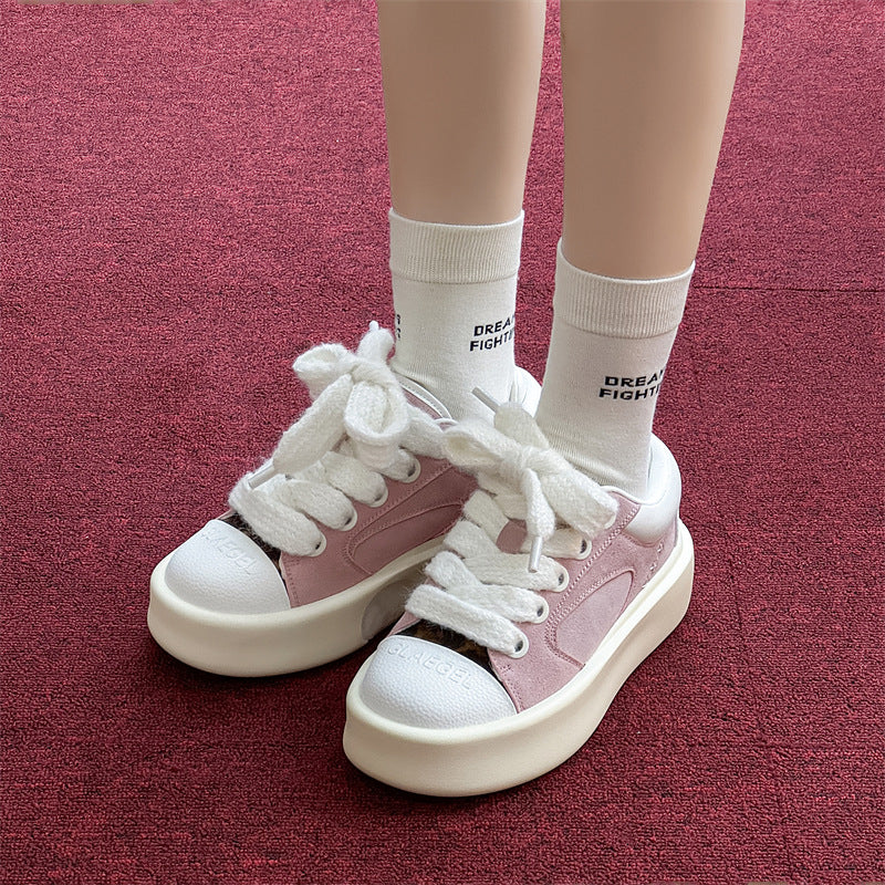 Women's & Men's Design Heart-shaped Platform Fashionable Height Increasing Sneakers