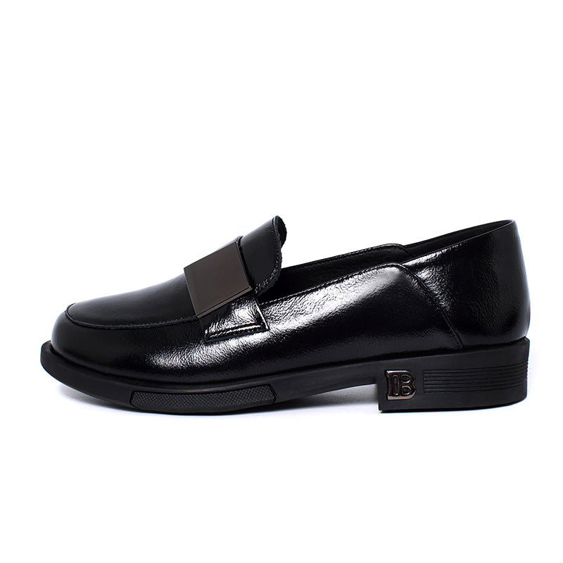 Women's British Style Chunky Single-layer Flat Slip-on Casual Shoes
