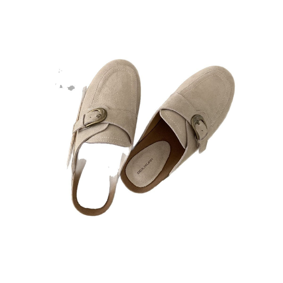 Retro Frosted Closed Toe Half Spring Slip-on Women's Casual Shoes