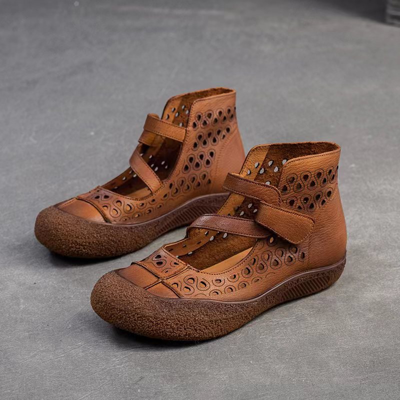 Women's Hollow Breathable Retro Style Velcro Fashion Sandals