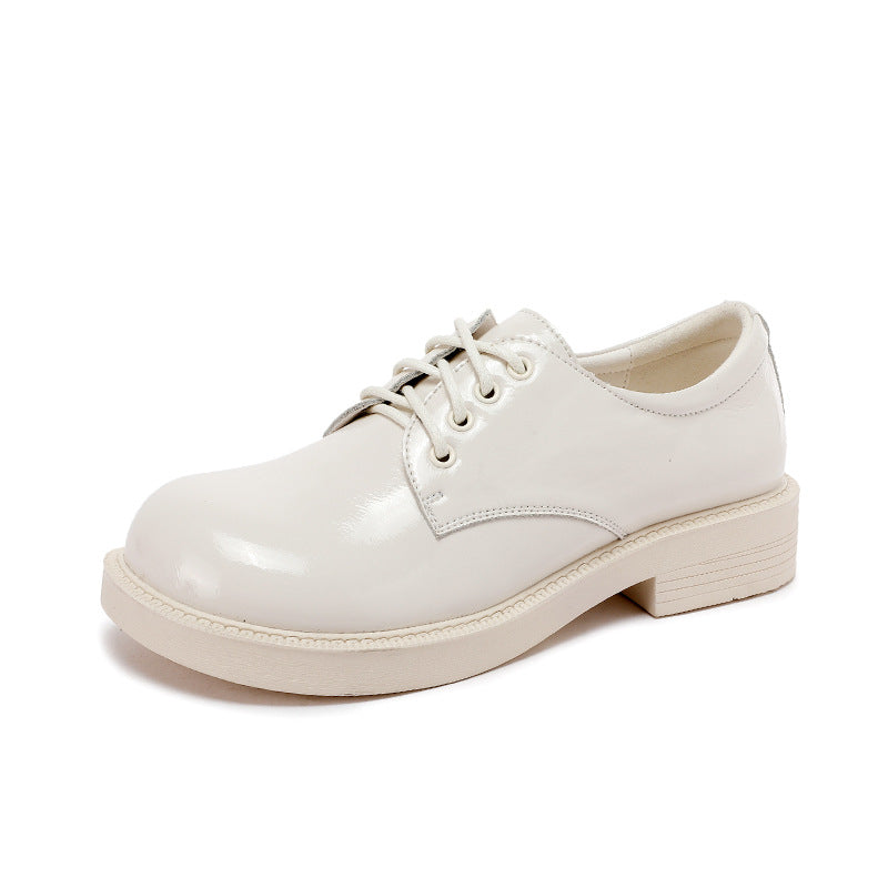 Women's British College Style Platform Round Toe Leather Shoes