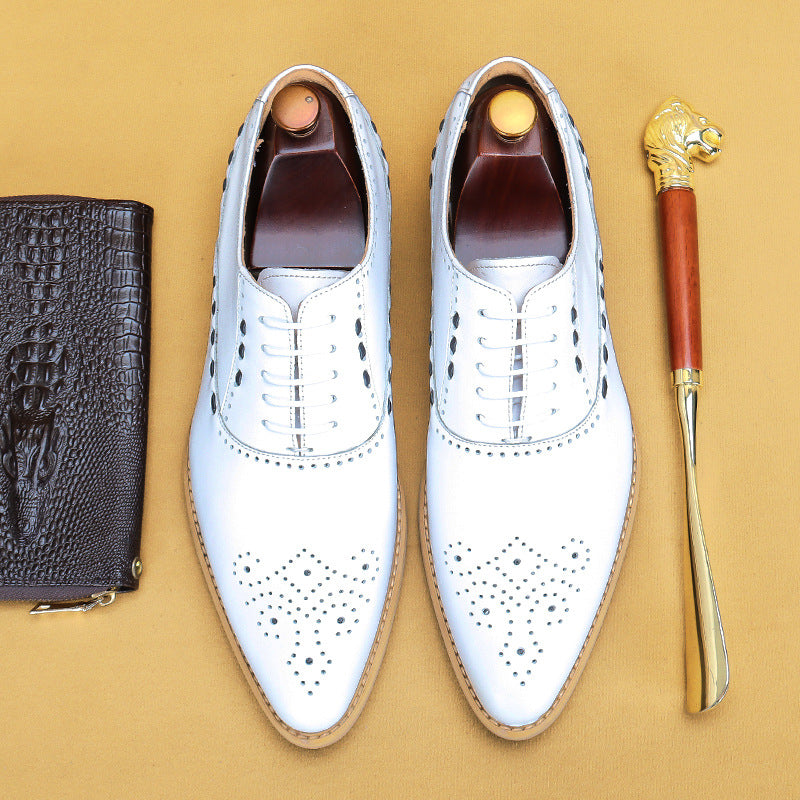 Men's Genuine Top Layer Cowhide Formal Business Pointed Leather Shoes