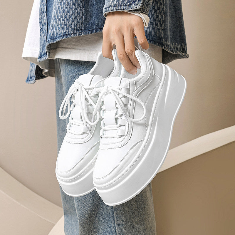 Men's Black Platform White Height Increasing Insole Sneakers