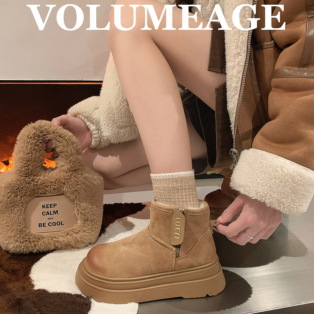 Fleece-lined Thickened Bread Cotton Fashion Warm Snow Boots