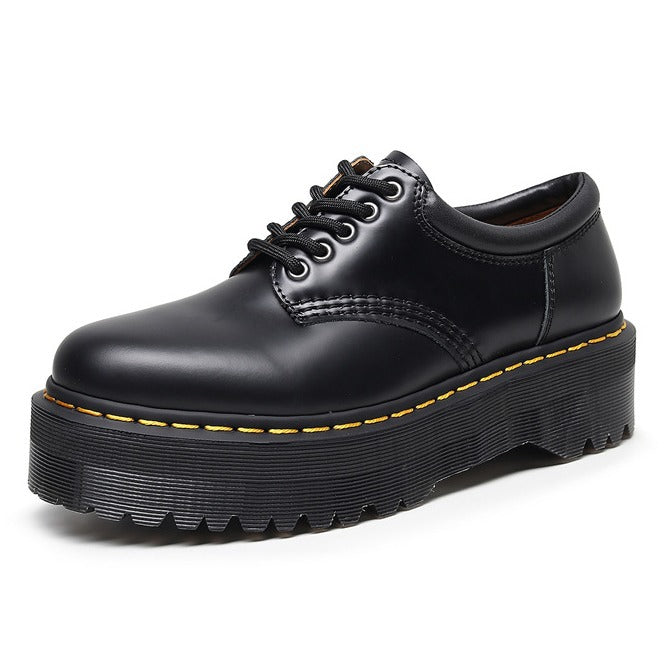 Women's Platform Low-cut British Style Height Increasing Leather Shoes