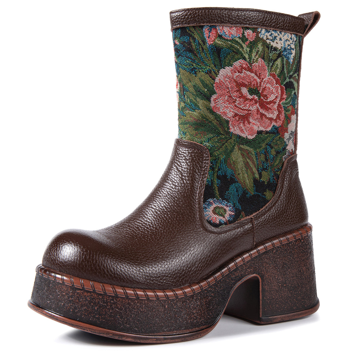 Women's Retro Ethnic Style For Chinese Embroidered Waterproof Platform Women's Leather Boots