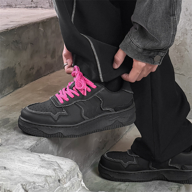 Solid Color Low Top Sports Skateboard Platform Sneakers