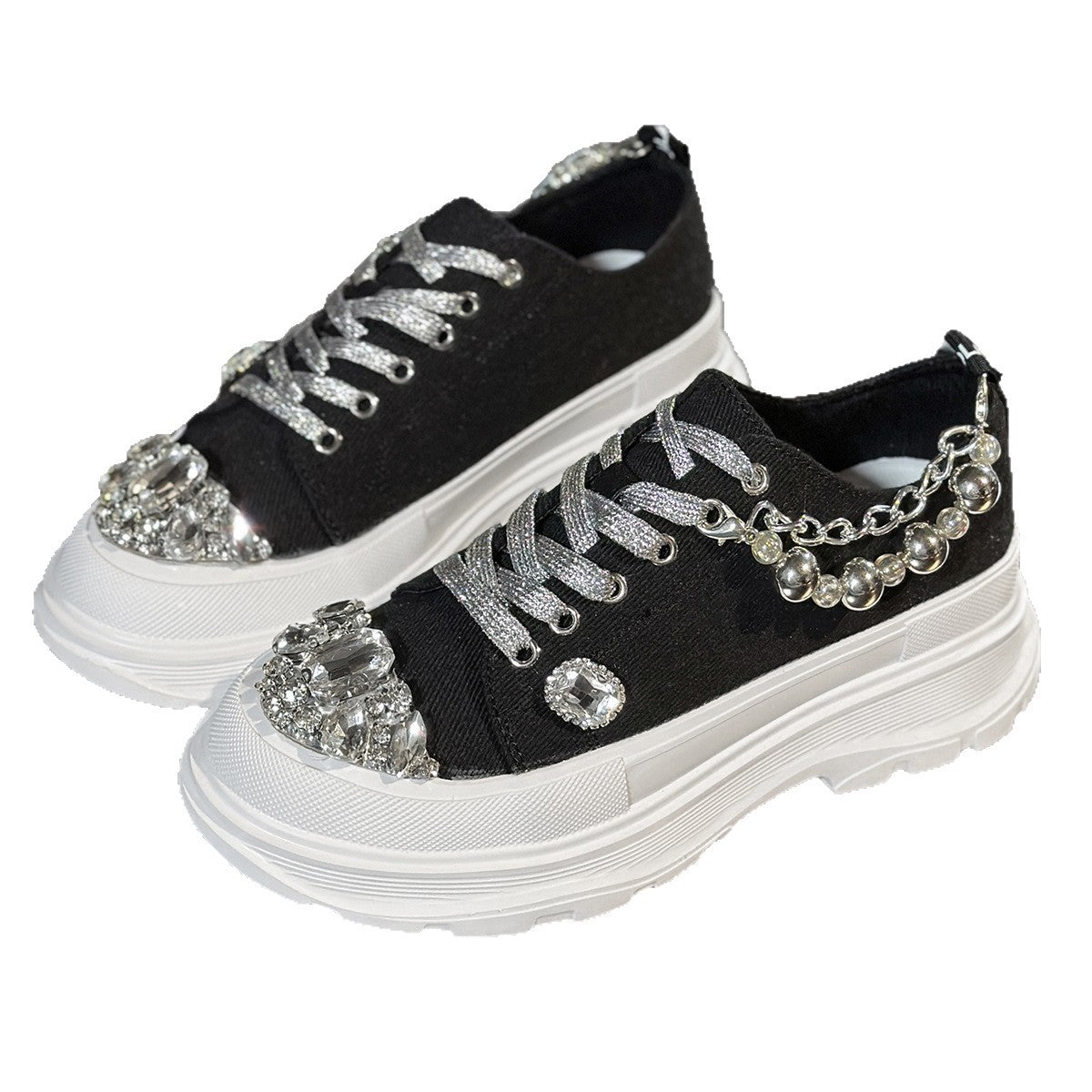 Women's Autumn Rhinestone Dad Chain Decorative Platform Women's Casual Shoes