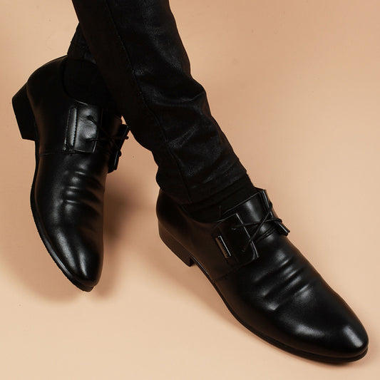 Men's Increasing Insole Genuine Pointed British Style Business Leather Shoes