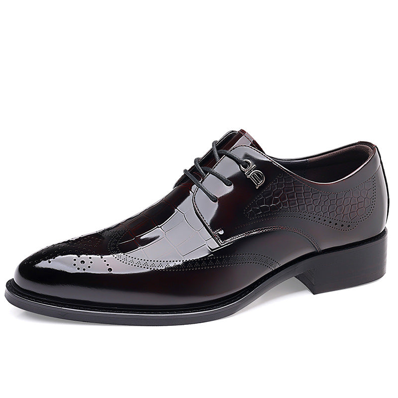 Men's Wear British Style Crocodile Pattern Carved Leather Shoes
