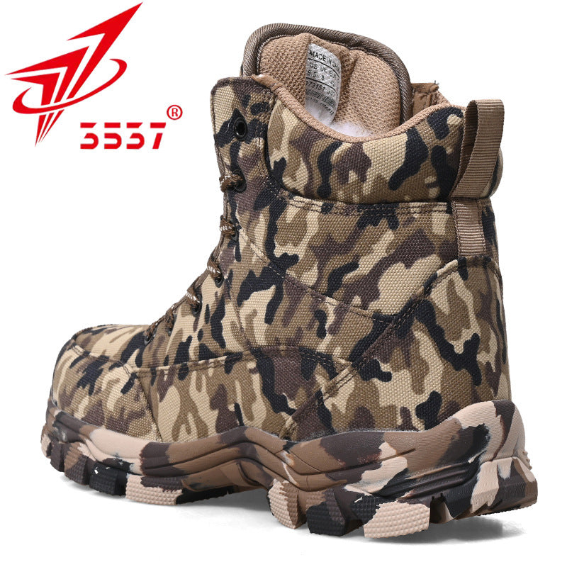 Men's Thickened Outdoor Camouflage Wool Short Snow Boots