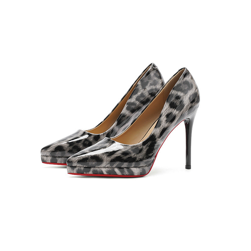 Women's Print Classy Stilettos Low-cut High French Patent Banquet Women's Fashion Shoes