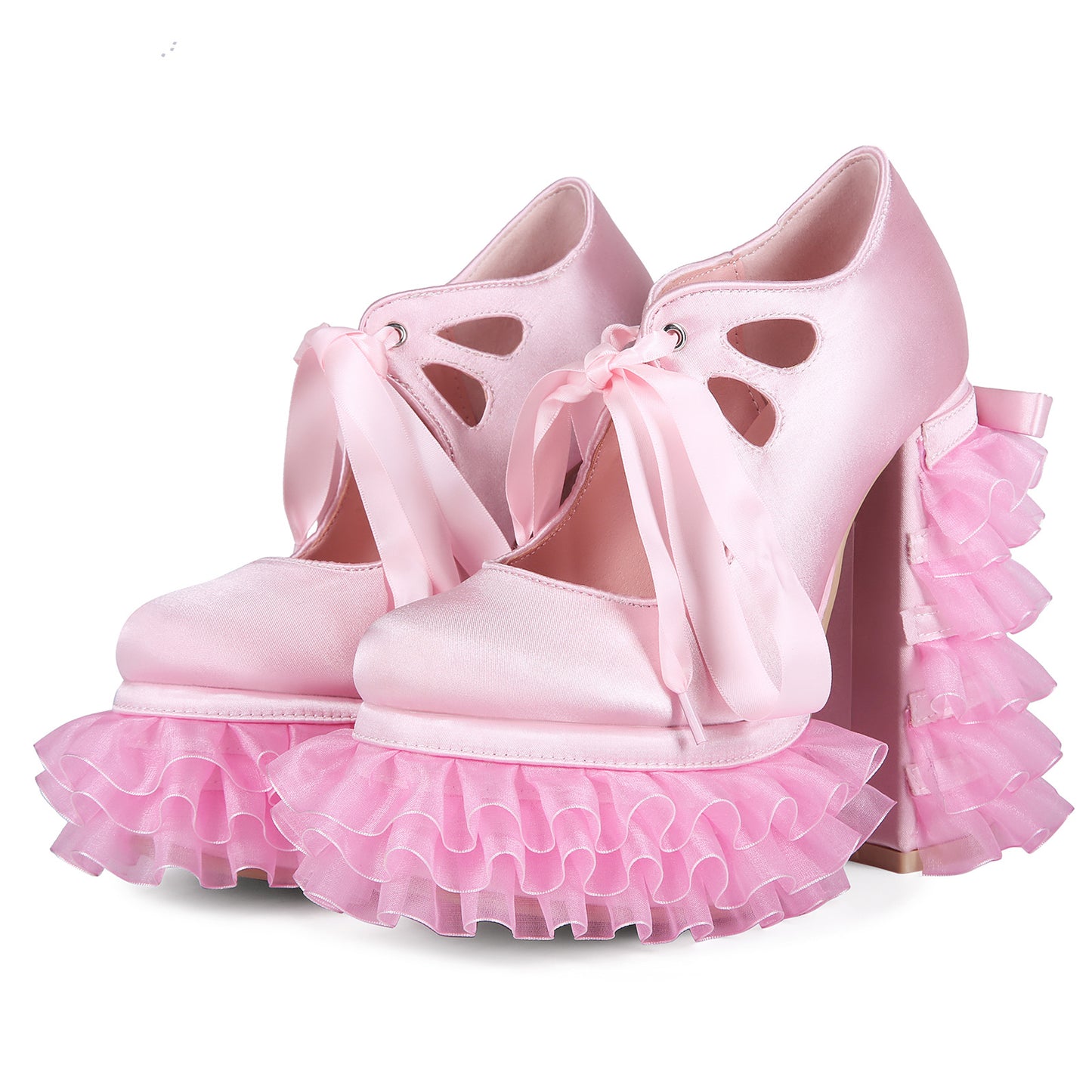 Women's Sweet Hot Platform Lace Chunky Large Size Heels