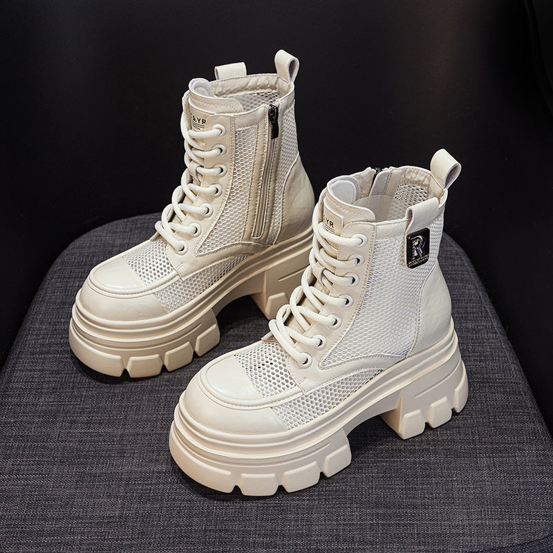 Women's Martin Summer Breathable Mesh Punching Hole Women's Leather Boots