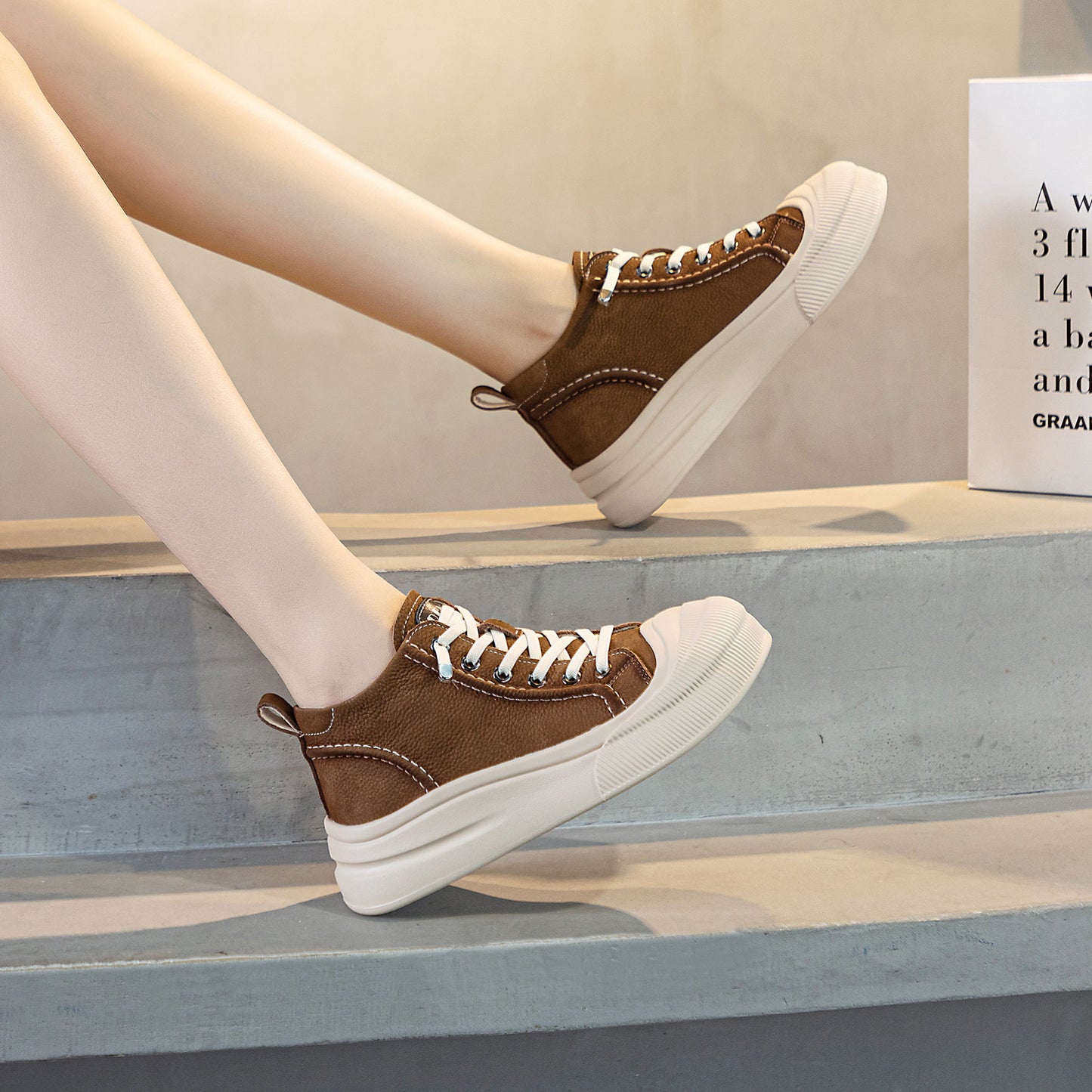 Women's Top White Autumn Full Grain Cow Casual Shoes