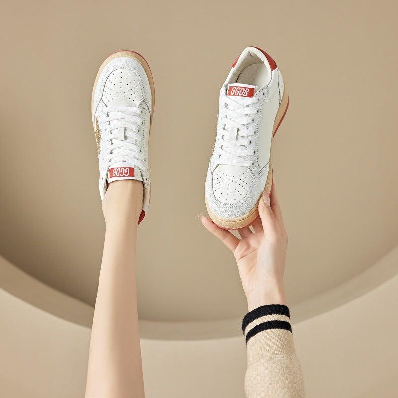 Women's Spring White Platform Sports Star Pattern Casual Shoes