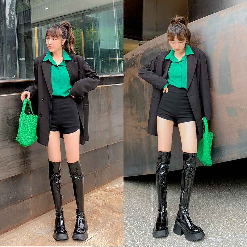 Small Stretch Female Height Increasing Patent Platform Waterproof Over The Boots