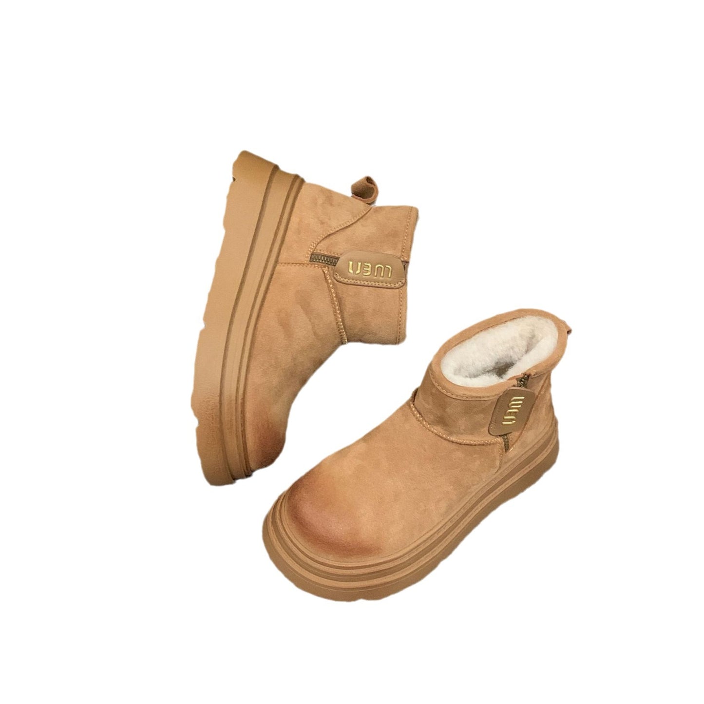 Women's Warm With Veet Side Zipper Platform Snow Boots