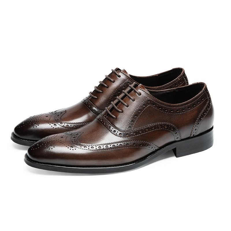 Men's Delivery Within Hours Genuine Business Formal Wear Brogue Leather Shoes