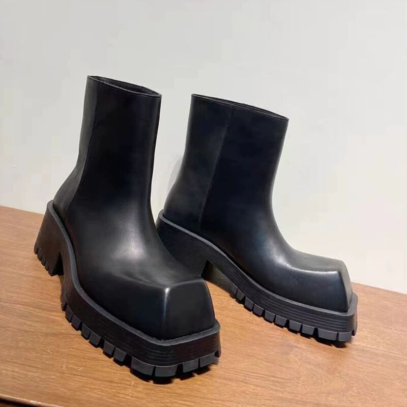 Women's & Men's Squared Head Platform Chelsea Niche Ankle Boots