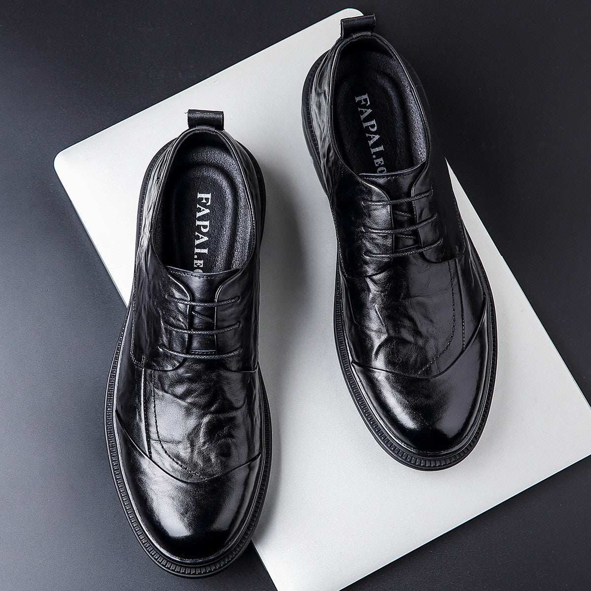 Men's Cowhide Formal Height Increasing Business Derby Leather Shoes